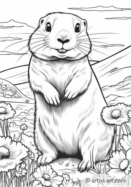 Page de coloriage de chien de prairie pour enfants